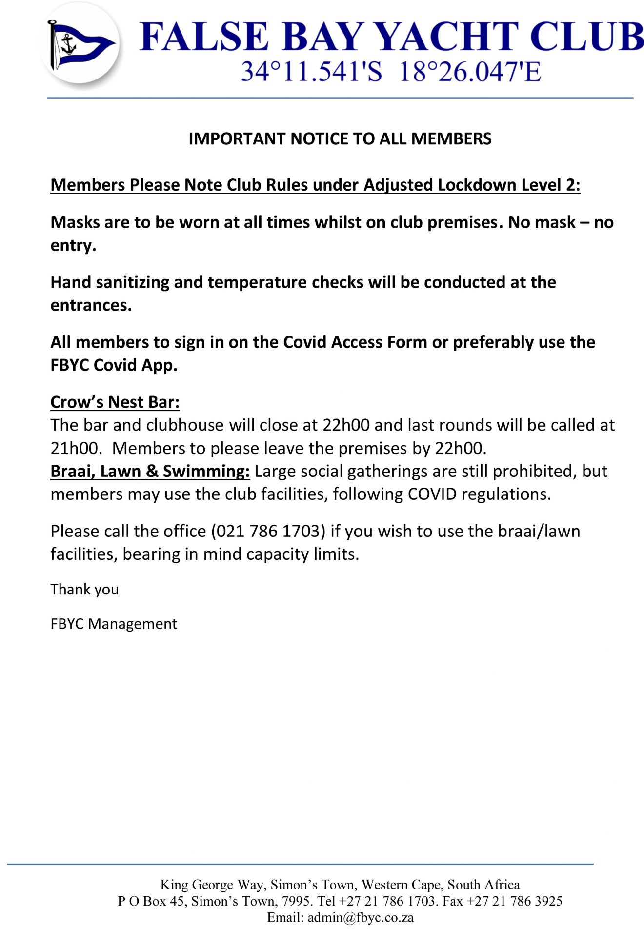 NOTICE TO MEMBERS 31 May 2021