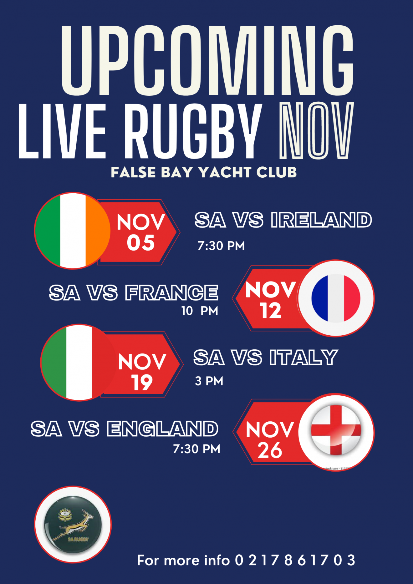 Upcoming Rugby November